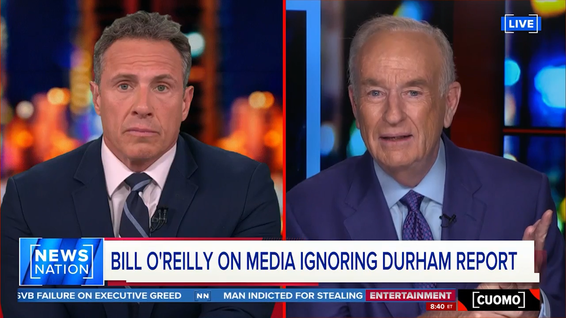 O'Reilly & Cuomo Debate the Durham Report, the Media's Reaction