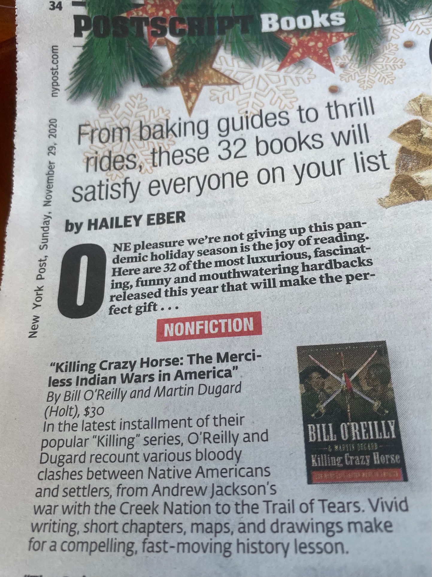 'Killing Crazy Horse' Leads the Pack as NY Post's Best Book Gift in 2020