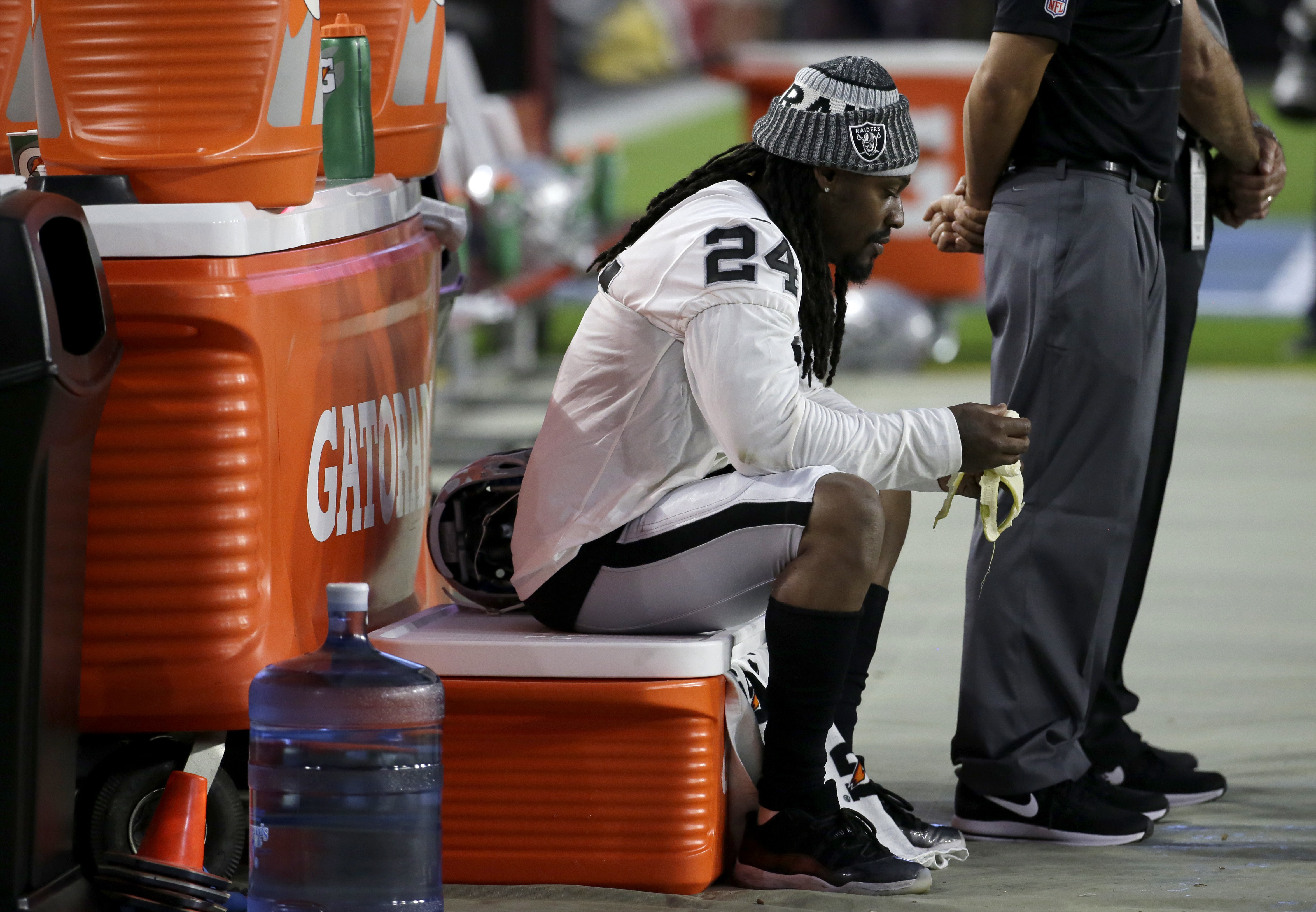 Marshawn Lynch Sits During National Anthem