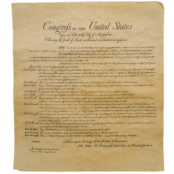 Bill of Rights Historical Document Large