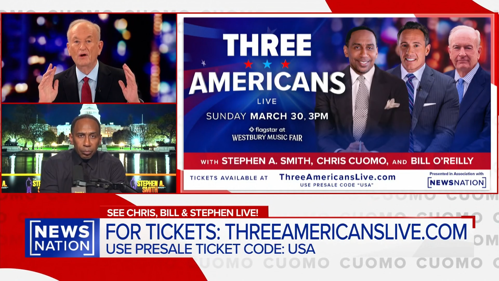 WATCH: Stephen A. Smith, Bill O'Reilly, and Chris Cuomo on 'Three Americans Live'