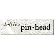 Don't Be a Pinhead
Bumper Sticker - Pack of 5 stickers